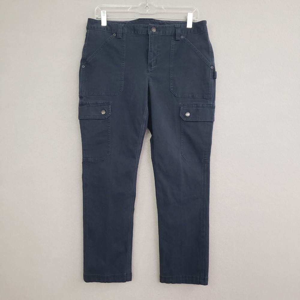 Duluth Trading Women 10x25 Cargo Pants Navy Blue Curvesetter Utility Workwear